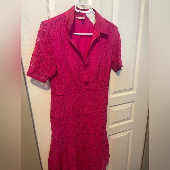 SOLD !!!Nanette Lepore Lace Shirt Collar Dress Pink size 6US - Picture 5 of 7